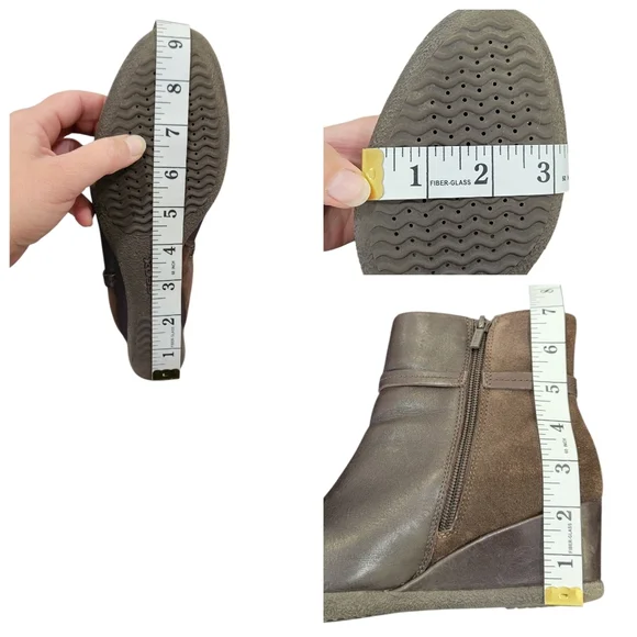 Geox Respira Amelia Brown Ankle Boots Suede Leather Wedge Booties Women’s 38.5 - Picture 14 of 16